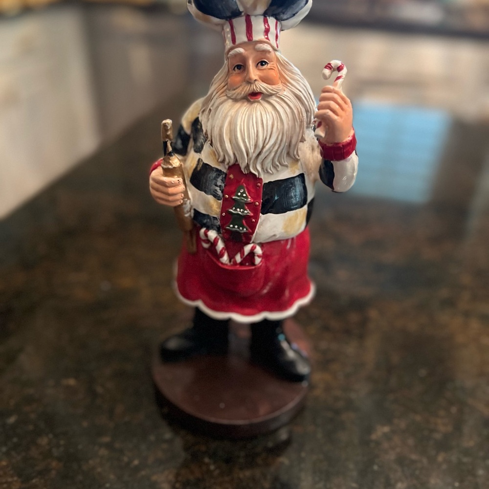 Festive Santa Chef Figurine - Red and Black